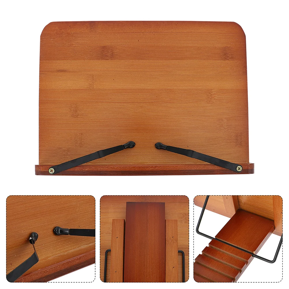 

Multipurpose Book Stand Home Musical Score Holder Adjustable Bamboo Reading Rack