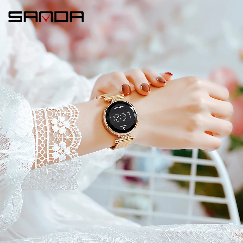 SANDA Couples Watch Shockproof Waterproof Sport Wristwatch Men and Lady Calculator Lighter Tactical Wrist Electronic Timepiece