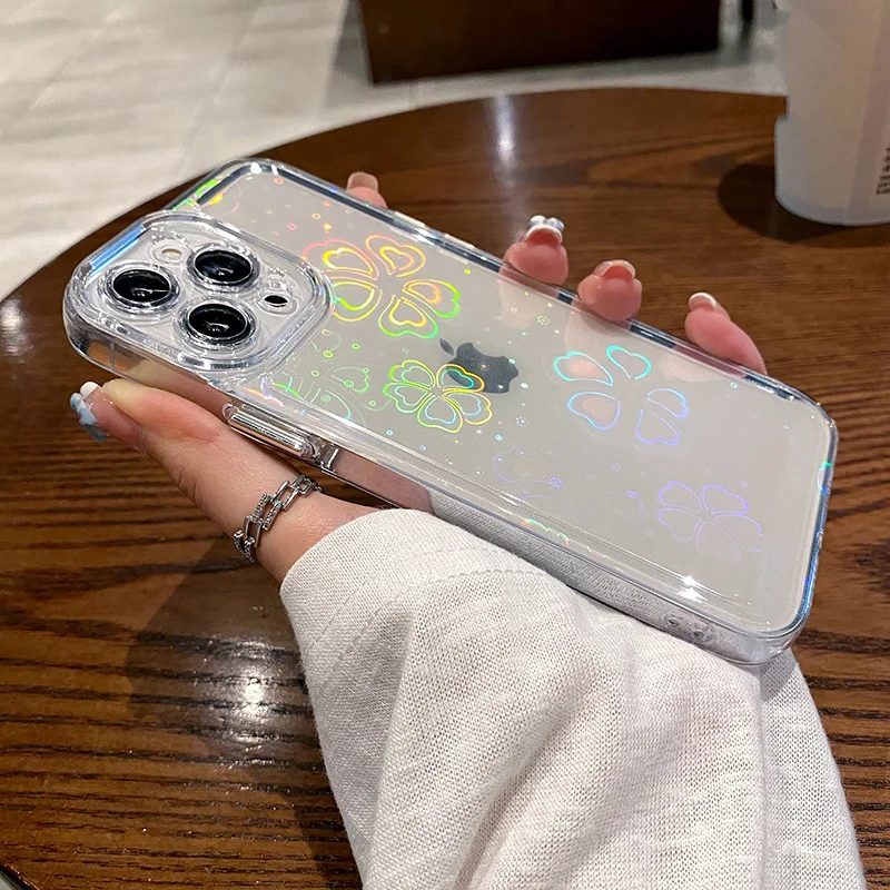 Чехол С Рисунком бабочки и лазерным градиентом Радужный акриловый чехол для iPhone