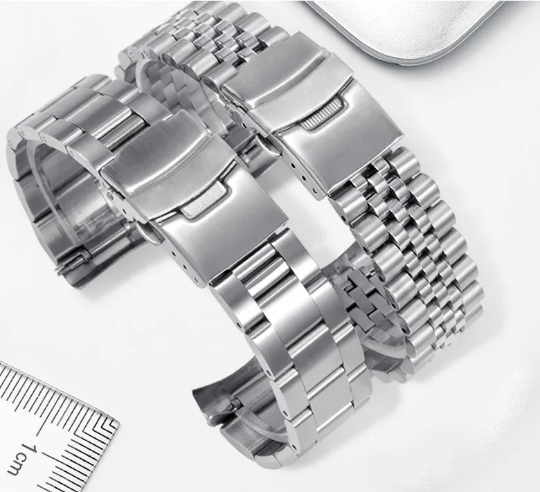 New Solid 18mm 20mm 21mm 22mm 24mm Jubilee Watch Band Stainless Steel Bracelet Strap For Seiko