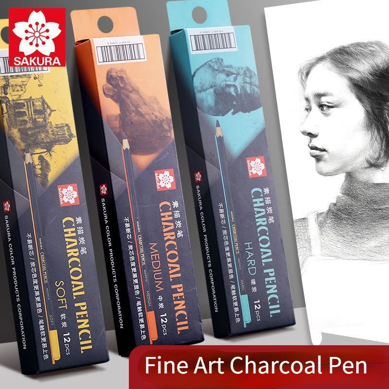 

Sakura Series Art Special Sketch Charcoal Pen Black Thick Sketch with Not Easy To Break Lead Art Supplies for Painting