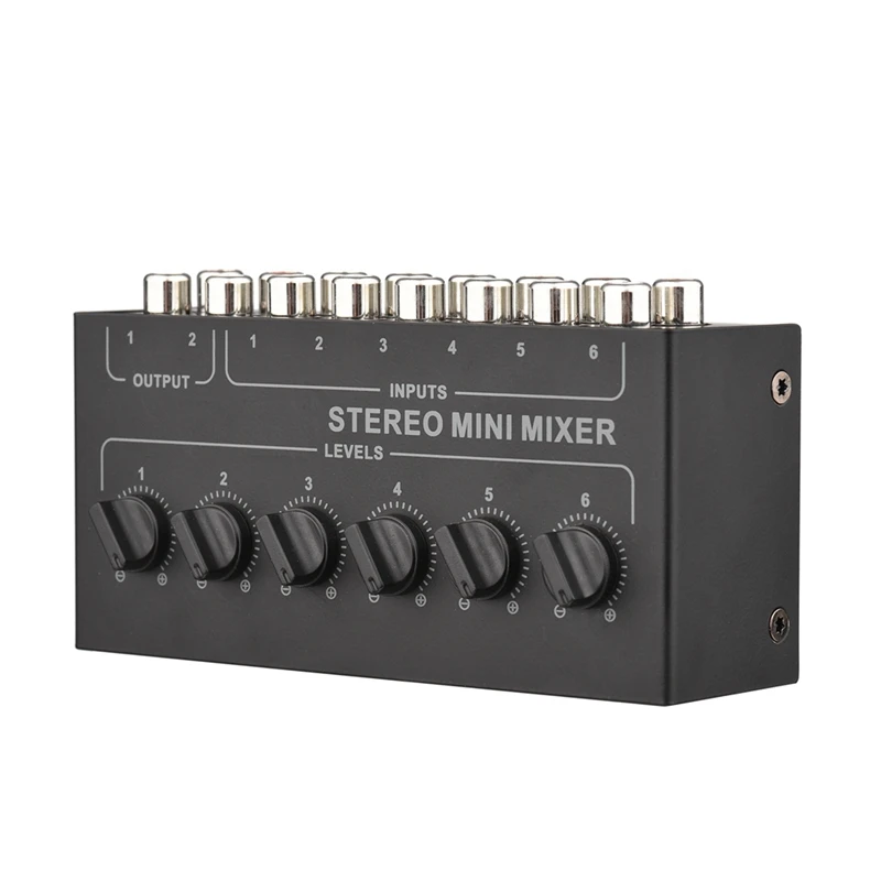 

CX600 Mini Stereo 6 Channel Passive Mixer RCA Portable Audio Mixer 6 In 2 Out Stereo Distributor Volume Control