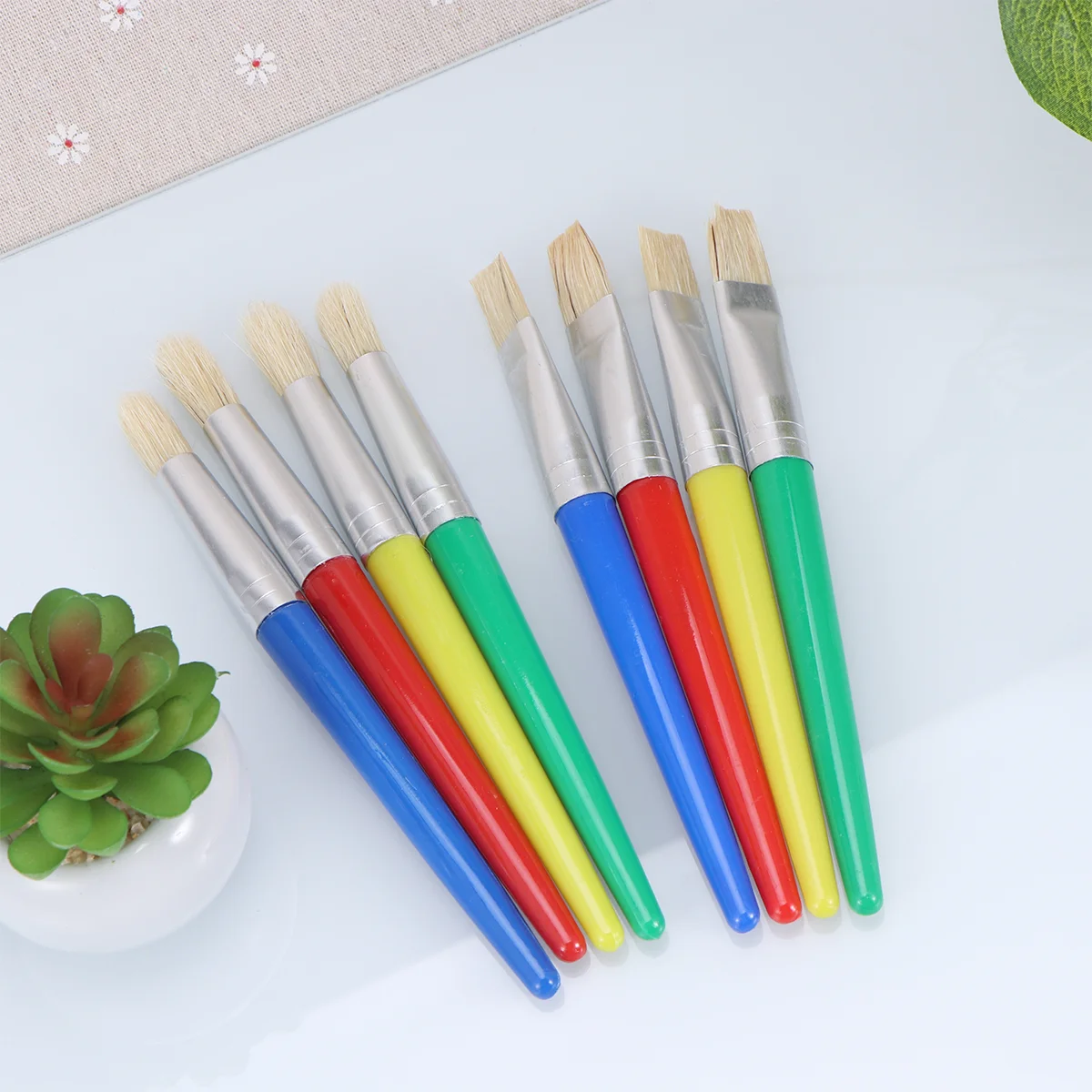 

Brushes Paintingchildren Head Sets Diy Brush Coloful Beginner Practice Flat Round Kids