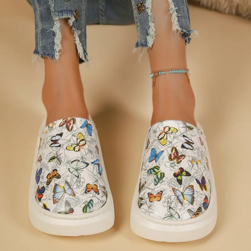 Женские модные тапочки на платформе Новинка осени туфли толстой плоской подошве