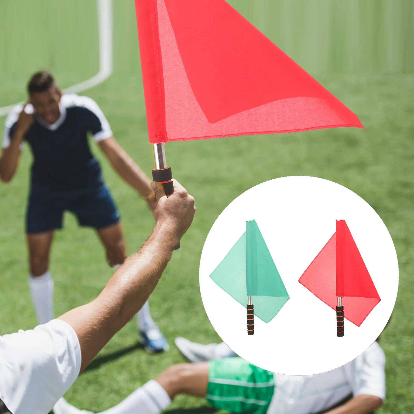 

2Pcs Hand Referee Flags Match Flags Competition Conducting Flags Competition Referee Flags for Football