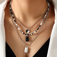 new 2022 rice beads necklace for women girl bear pendant clavicle chain fashion korean necklaces jewelry party accessories gifts