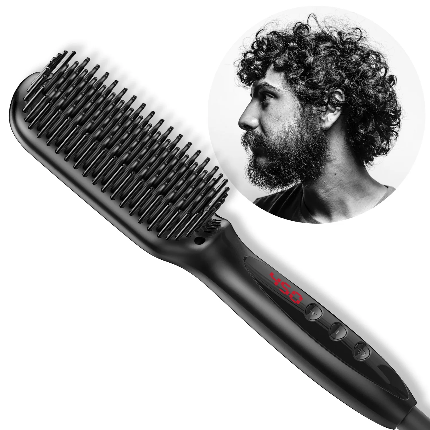LCD Temperature Regulating Men's Straight Hair Comb Modeling Comb Straightening Brush Heating Styling Appliances Care Beauty