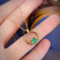 high quality qatural emerald simple pendant necklace 925 sterling silver premium wedding jewelry