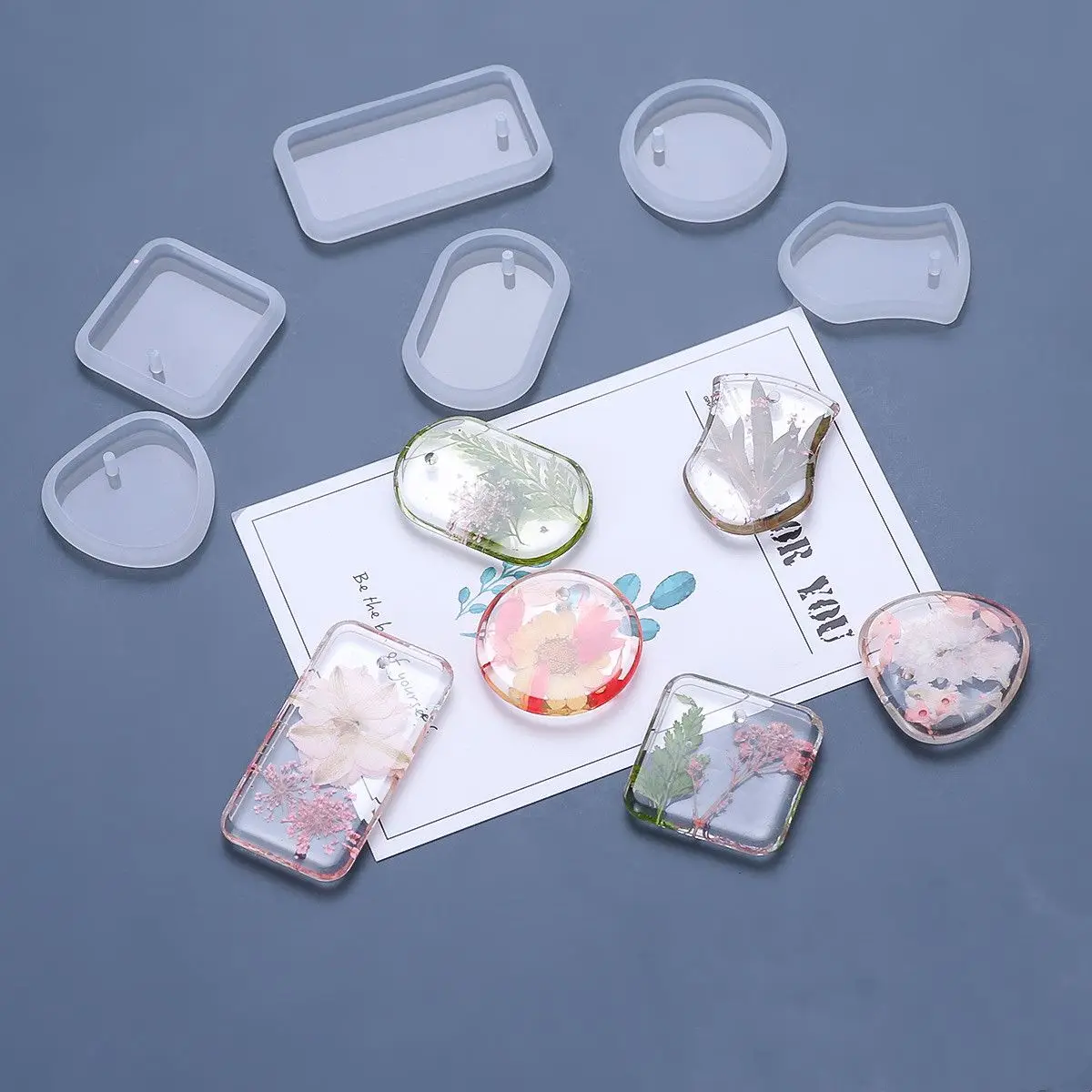 

Rectangle Epoxy DIY Craft Glue Mold Jewelry Making Silicone Mould Necklace Keychain Pendant Mold Resin