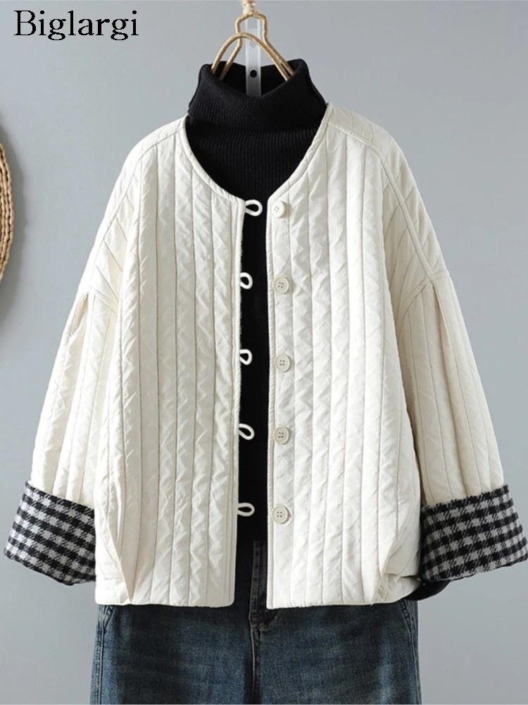 Оверсайз осенне-зимнее стеганое хлопковое пальто женские свободные модные