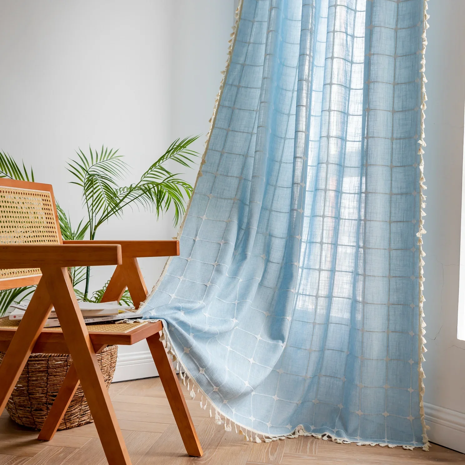 Хлопковые льняные квадратные шторы дорожные карманные с кисточками для кухни