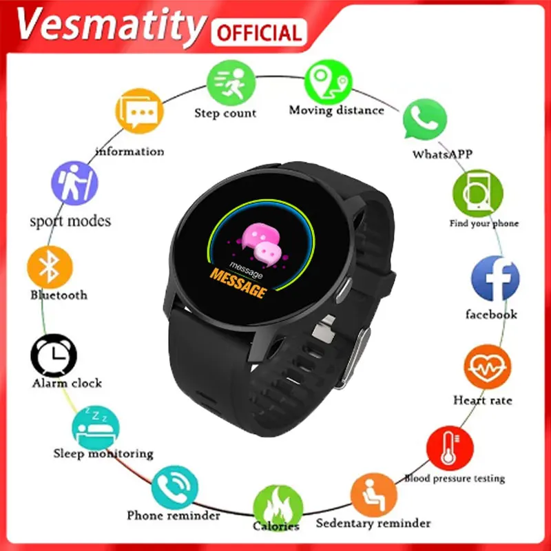

2022 New Sale Vesmatity W9 Smart Watches Bluetooth-compatible Men Women Activity Tracker Heart Rate Monitor Sport Smart Watch