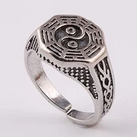 tai chi yin yang rings for man woman bagua balance open adjustable silver ring charm gossip circle aesthetic jelewry accessories