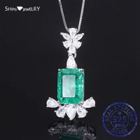 shipei luxury 925 sterling silver 1216mm created moissanite emerald gemstone pendant necklace for women fine jewelry wholesale