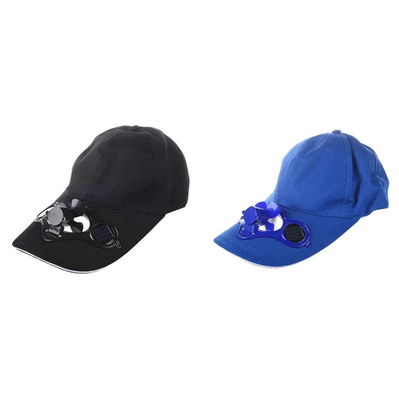 

ASDS-2X Summer Outdoor Solar Sun Power Hat Cap Cooling Cool Fan For Golf Baseball Sport - Black & Blue