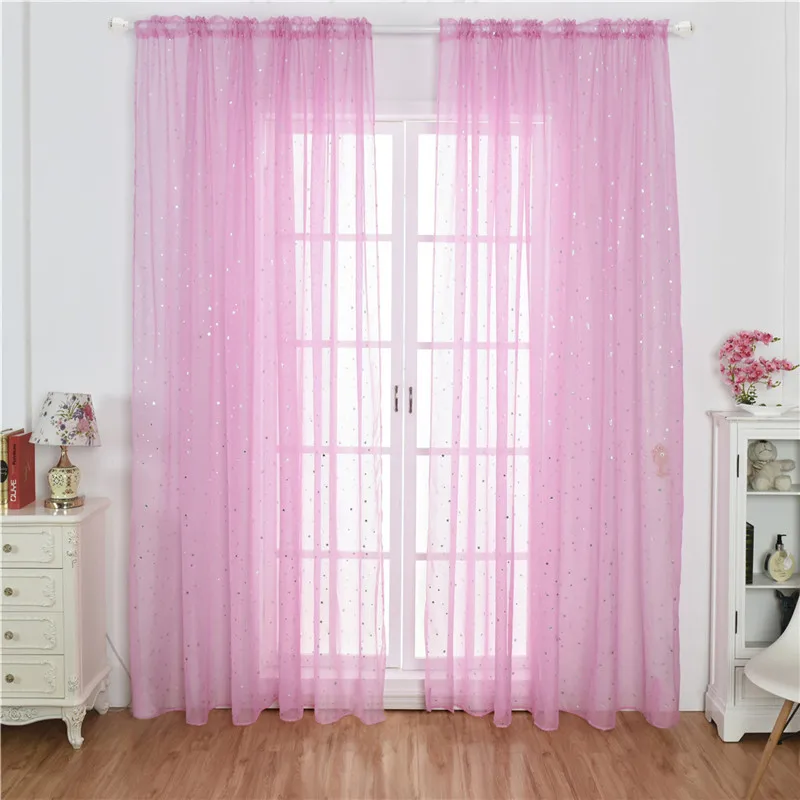 

Shiny Yarn Star Tulle Curtains For Living Room Modern Sheer Bedroom All Match Window Drapes