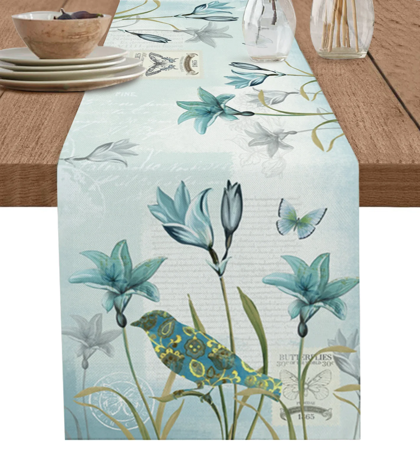 

Flowers Vintage Tulips Plants Table Runner Decoration Home Decor Dinner Table Decoration Table Decor