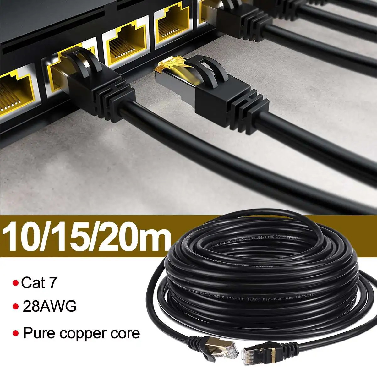 

Ethernet-кабель RJ45 Cat7 длиной 20 м, сетевой кабель для совместимого с Cat7 патч-корда, 10 Гбит/с для модема Ротер, Ethernet, локальная сеть