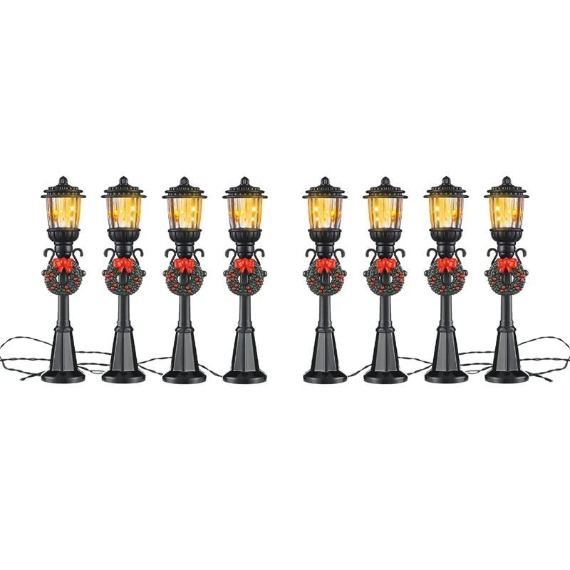 

8 Pcs Mini Christmas Lamp Post Train Lamp Miniature Street Lamp Decorative Lights For DIY Dollhouse Village Pathway