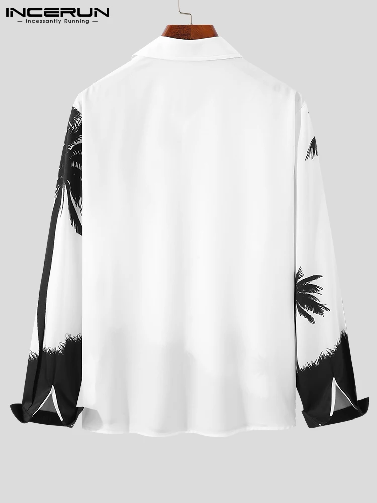 American Style Casual Men's Printed Long Sleeve Shirts Stylish Male Party Nightclub Lapel Buttons Blouse S-5XL INCERUN Tops 2022
