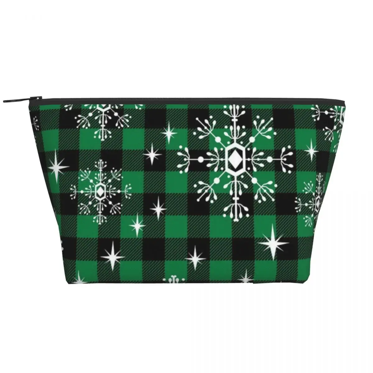 

Рождественские трапециевидные портативные косметички в черно-зеленую клетку, сумка для ежедневного хранения, косметичка, косметичка для путешествий, сумка для туалетных принадлежностей, ювелирных изделий