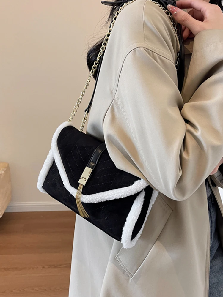 Корейский стиль женские плюшевые сумки через плечо дизайнерская брендовая