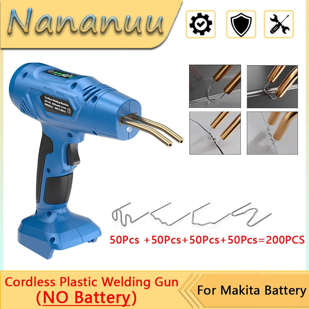 Беспроводной сварочный аппарат Nananuu, набор для сварки пластика с 4-мя горячими скобами для ремонта пластика, инструмент для ремонта автомобильного бампера (без батареи)