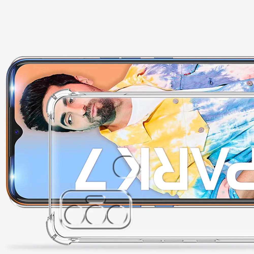 Противоударная задняя крышка для Tecno Spark 7 мягкая силиконовая прозрачная 7T чехол