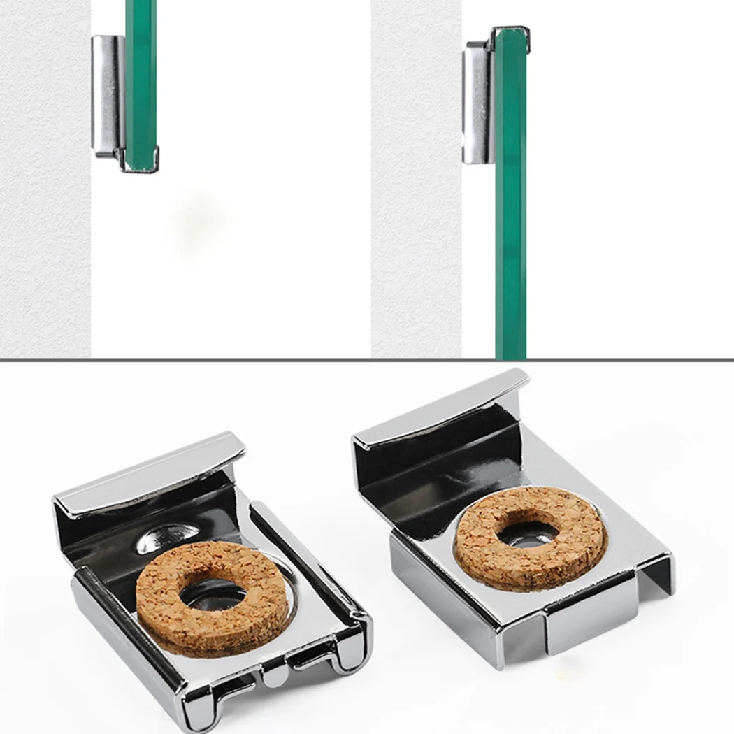 

4pcs Glass Clamp Zinc Alloy Frameless Bathroom Mirror Glass Wall Mounting Fixing Kit Hardware With Skid-proof Silicon Pad