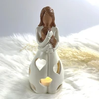 mother hug daughter candlestick holder statue resin mom embrace girl home decoration w flickering led candle mothers day gift