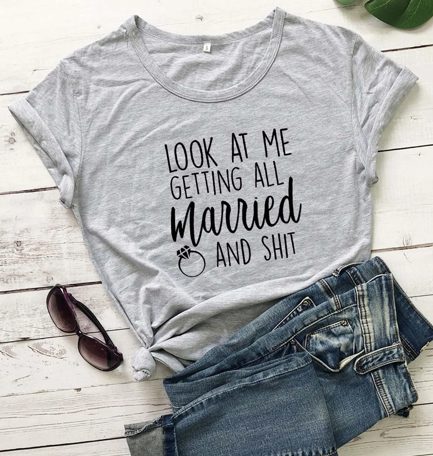 

Ring Look At Me Getting All Married and Shit Bride T-Shirt Bride Engagement tee Fiancee tops
