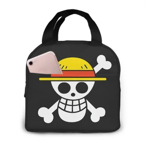 Pirate Straw Hat Lunch Bag Adult Tote Bag Reusable Lunch Box Container For Women Men School Office Work
