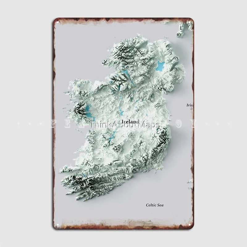 

3d Map Of Ireland Digitally-Rendered Metal Sign Garage Decoration Wall Pub Personalized Bar Cave Tin Sign Poster