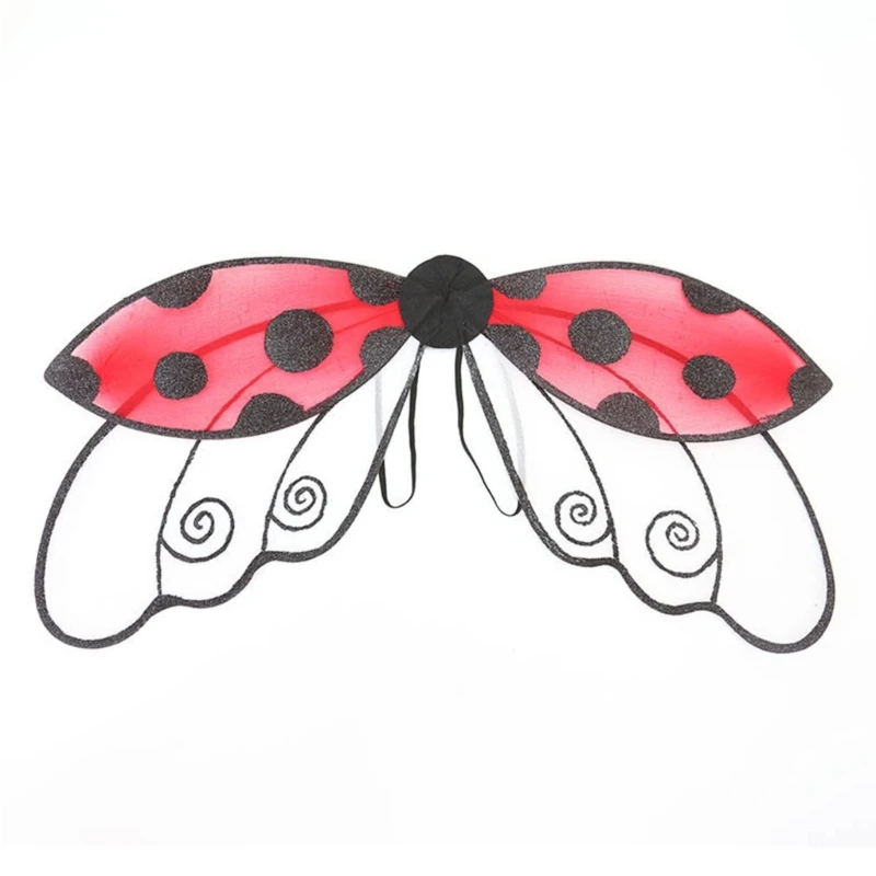 

Ladybug Fairy Wings Dress Up Girls with Glitters Birthday Party Cosplay