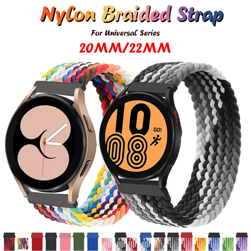 

20 22mm Nylon Braided Band for Samsung Watch 5 40 44mm 5 Pro 45mm Elastics Solo Loop Strap for Galaxy 4 40 44mm classic 42 46mm