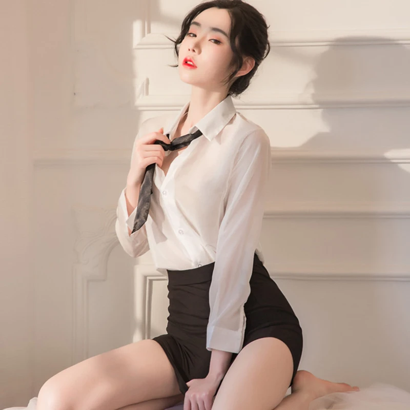 

Sexy Women Teacher Role Play Suit Tight Bag Hip Skirt OL Secretary Office Uniform Costume Temptation Nightclub Erotic Lingerie