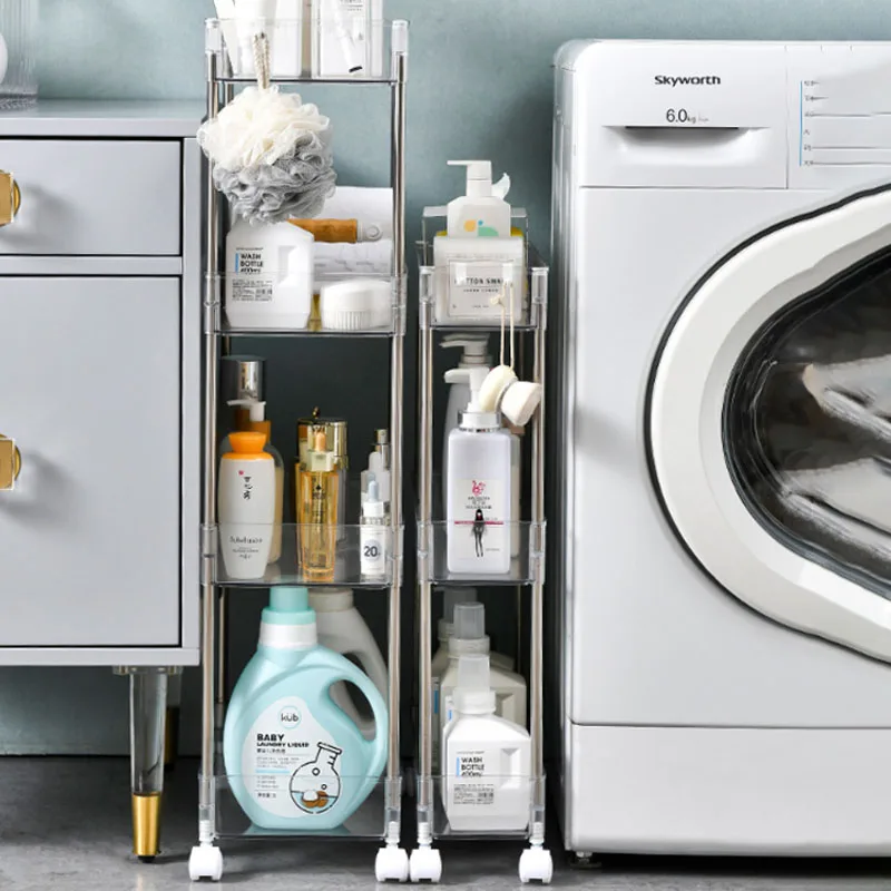 

Прозрачная передвижная кухонная стойка для овощей напольный шкив стеллаж для хранения Органайзер для хранения ванной туалет ванная коллек...