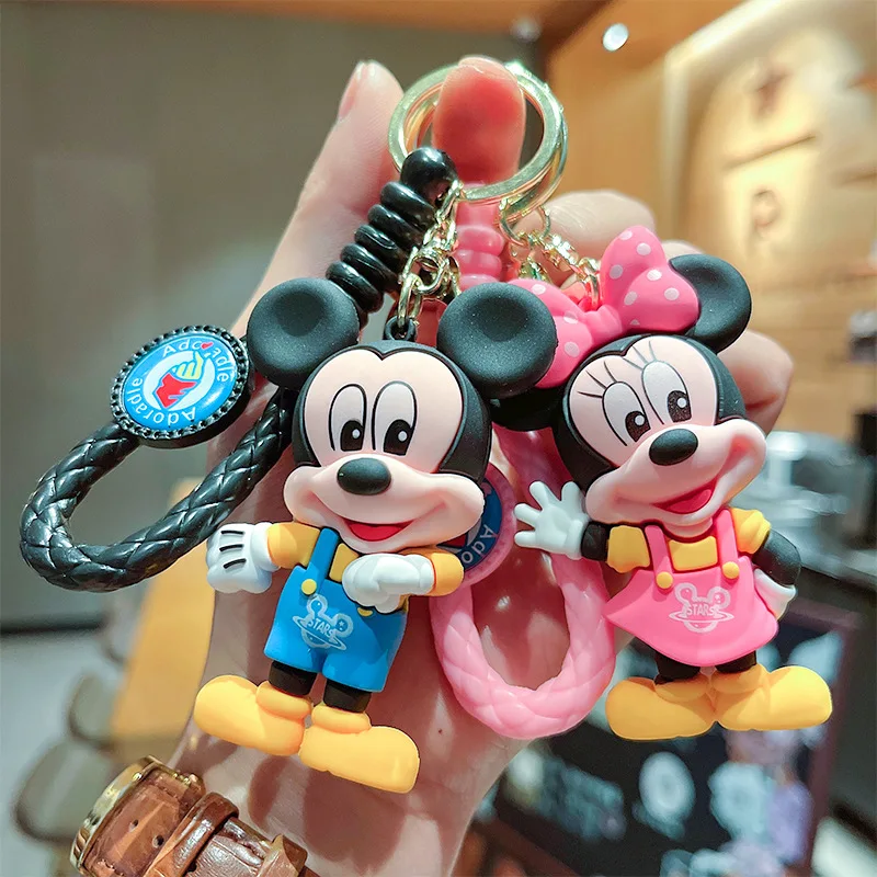 Disney Mickey Minnie Donald Duck Daisy Pluto Keychains Backpack Ornament Car Keyring Cartoon Three-dimensional Doll Pendant