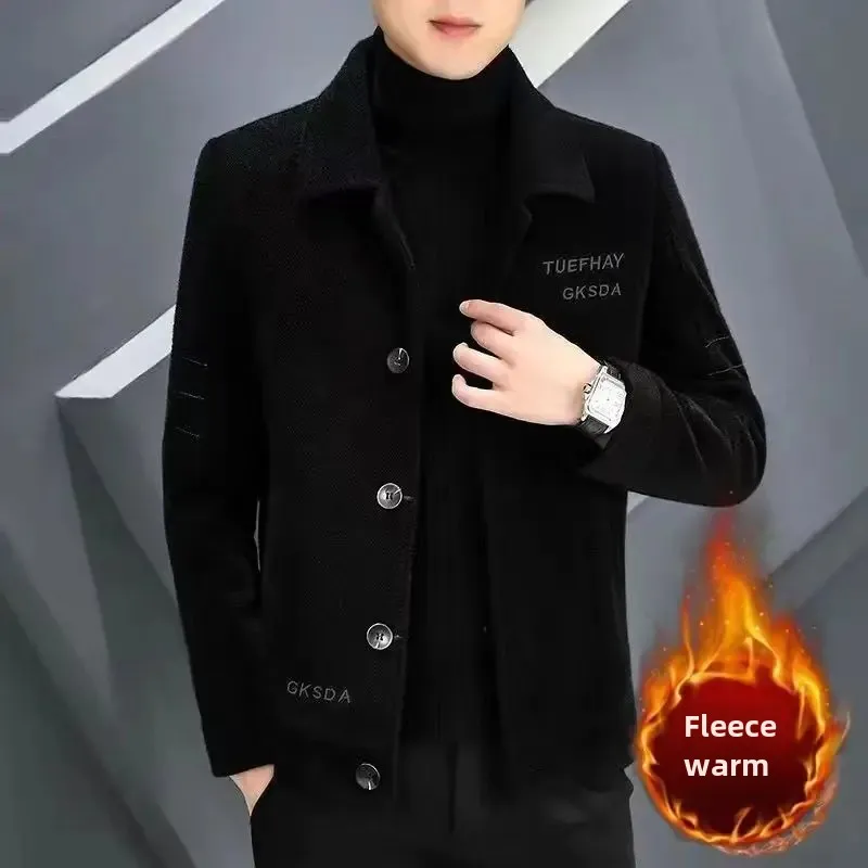 Новое мужское шерстяное пальто укороченная осенне-зимняя кашемировая куртка