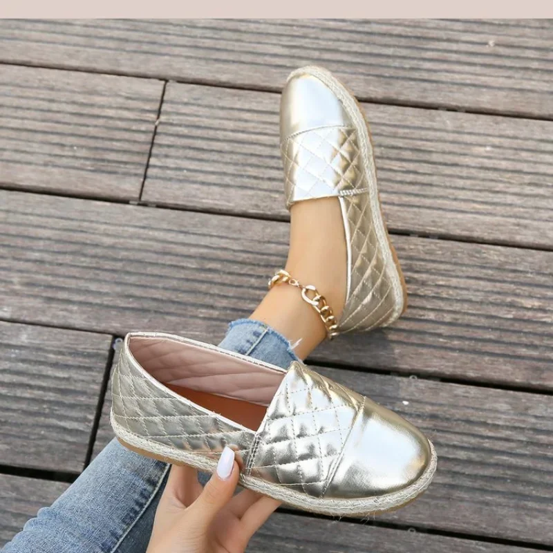 Эспадрильи женские на плоской подошве удобная повседневная обувь без застежки