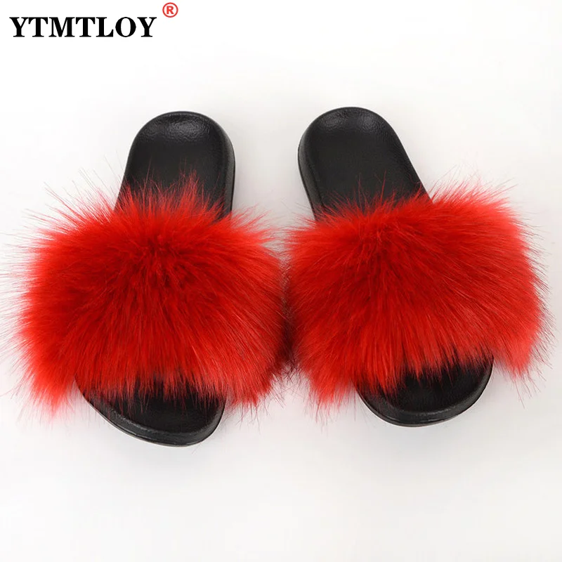 

New Female Fluffy Faux Fur Slides Home Flat Fuzzy Slippers Casual Plush Shoes Amazing Shoes Furry Sandals Cute Flip Flops