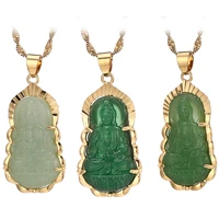 green guanyin pendant necklace chinese buddha buddhist ornament maitreya amulet hinduism