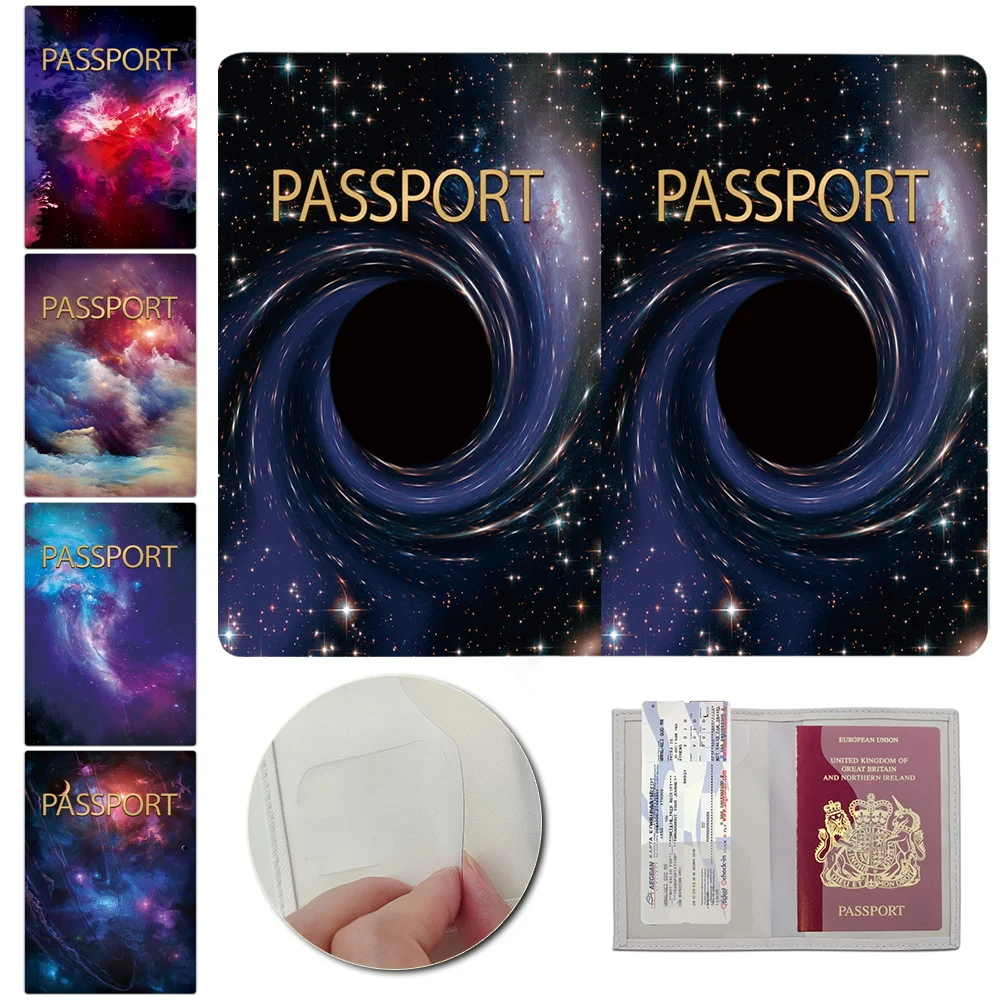 

Passport Cover Women Men Travel Wedding Passports Covers ID Card Holder Fashion Gift Space Series Plane Air Tickets Protege Case
