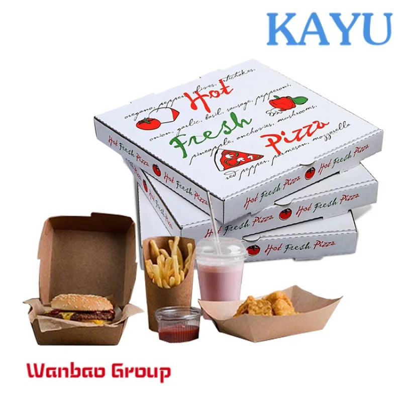 Manufacturers Custom Printed 8 10 12 Inch 33 Cm Brown Corrugated Packaging Takoyaki French Fries Chicken For Pizza Paper Box