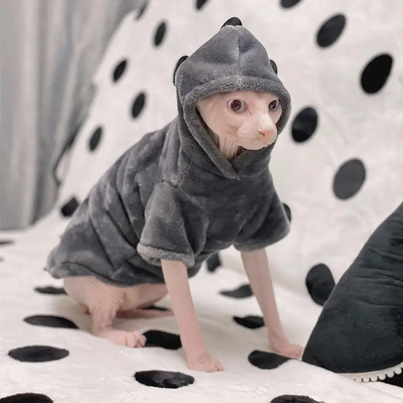 Sphinx hairless cat clothes winter warm flannel  Devon cat Siamese short feet Kitten Outfits cat sweater Sphynx  cat hoodie