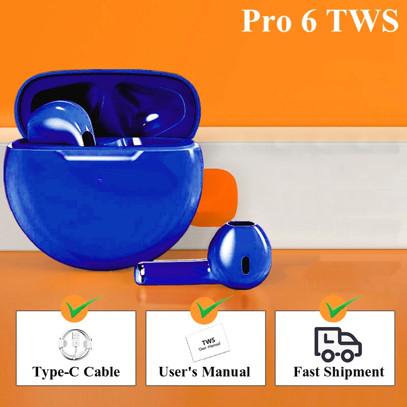 Оригинальные беспроводные наушники Pro 6 TWS Bluetooth-наушники стереогарнитура