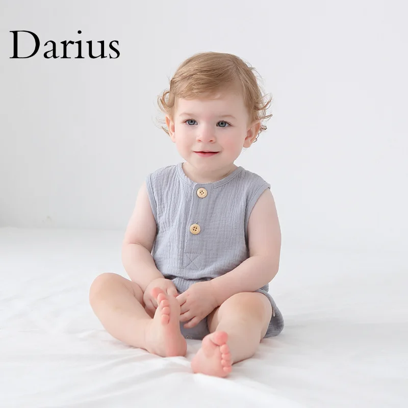 

Summer Baby Boy Girl Rompers Muslin Cotton Sleeveless Newborn Infant Romper Jumpsuit Solid Color Baby Clothing