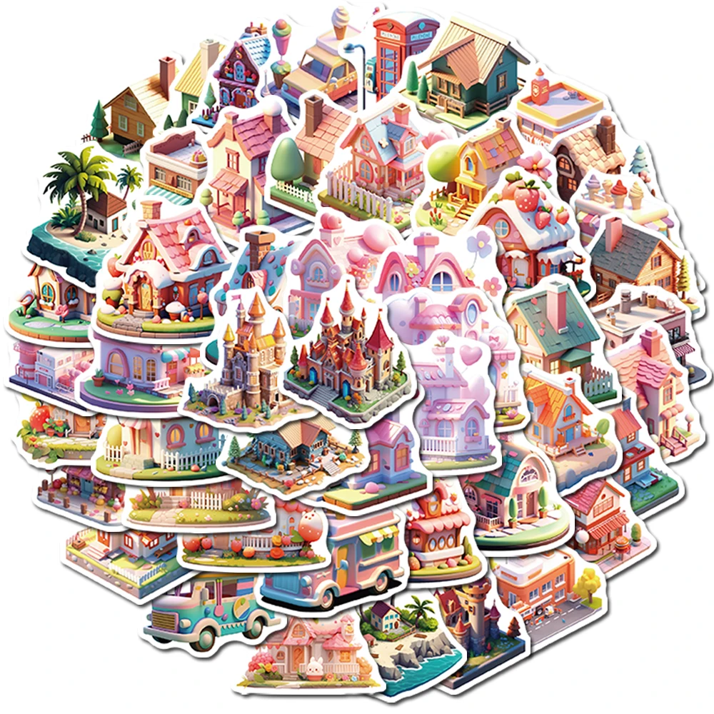 

10/25/50pcs Cartoon 3D Miniature Scene Stickers For Suitcase Phone Skateboard Laptop Luggage DIY Decals Kids Toys