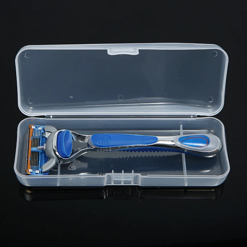 

Men Universal Shaver Storage Box Handle Box Full Transparent Plastic Case Razor Boxs Eco-Friendly PP Shaving Box high Quality
