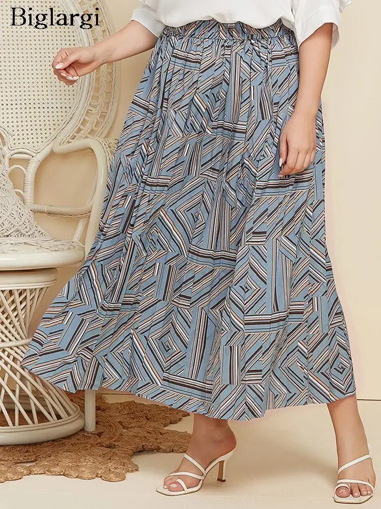 

Женская длинная юбка в полоску, с геометрическим принтом